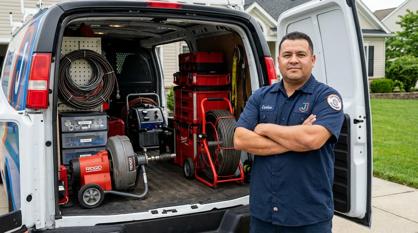Professional drain cleaning equipment and Johns Plumbing LLC plumber in Detroit Lakes